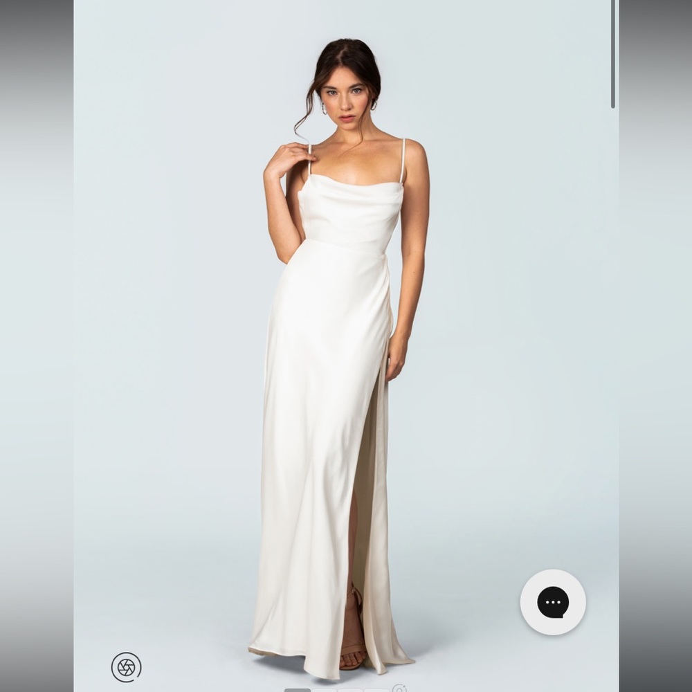 Ivory Fame and Partners Strappy draped gown size 4 (never worn)